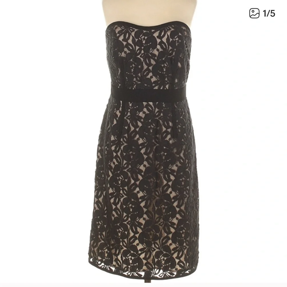 LOFT Black Strapless Lace Dress - Picture 1 of 5